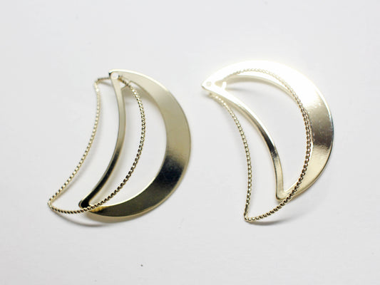 [P0907-1]2pcs/Mobile Crescent Pendant/Brass/Gold/30x15mm