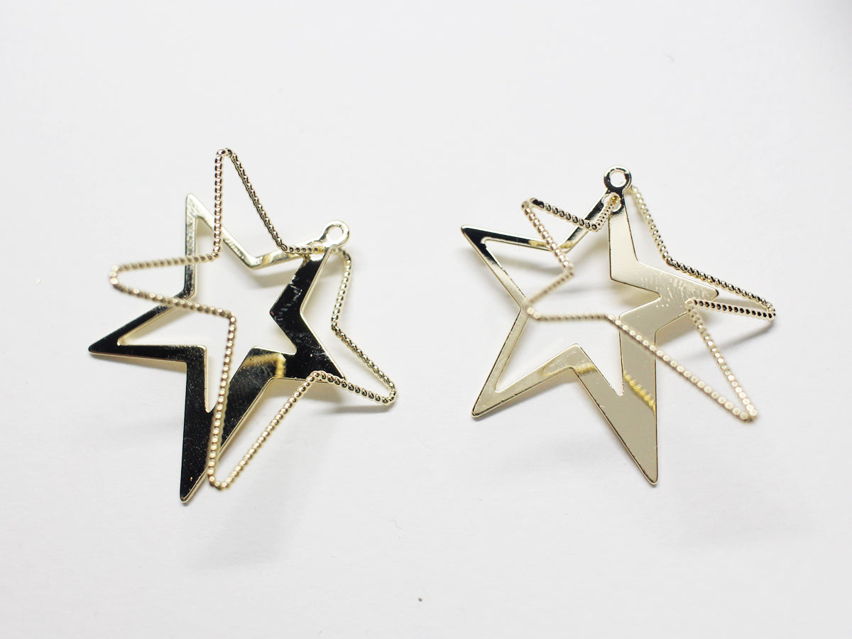 [P0907-2]2pcs/Mobile Star Pendant/Brass/Gold/26.5x23mm