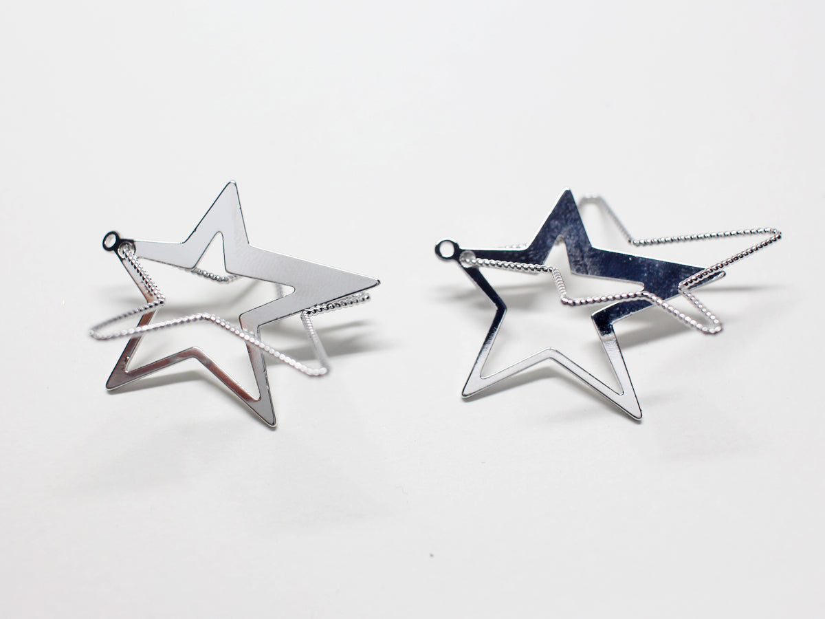 [P0907-2]2pcs/Mobile Star Pendant/Brass/Rhodium/26.5x23mm