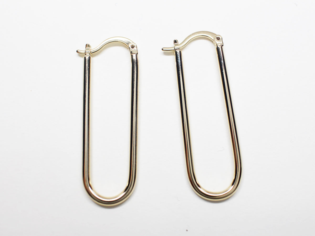 [B0025-1]2pcs/Long Clip Ear Hoops/Brass/Gold plated/39x11mm