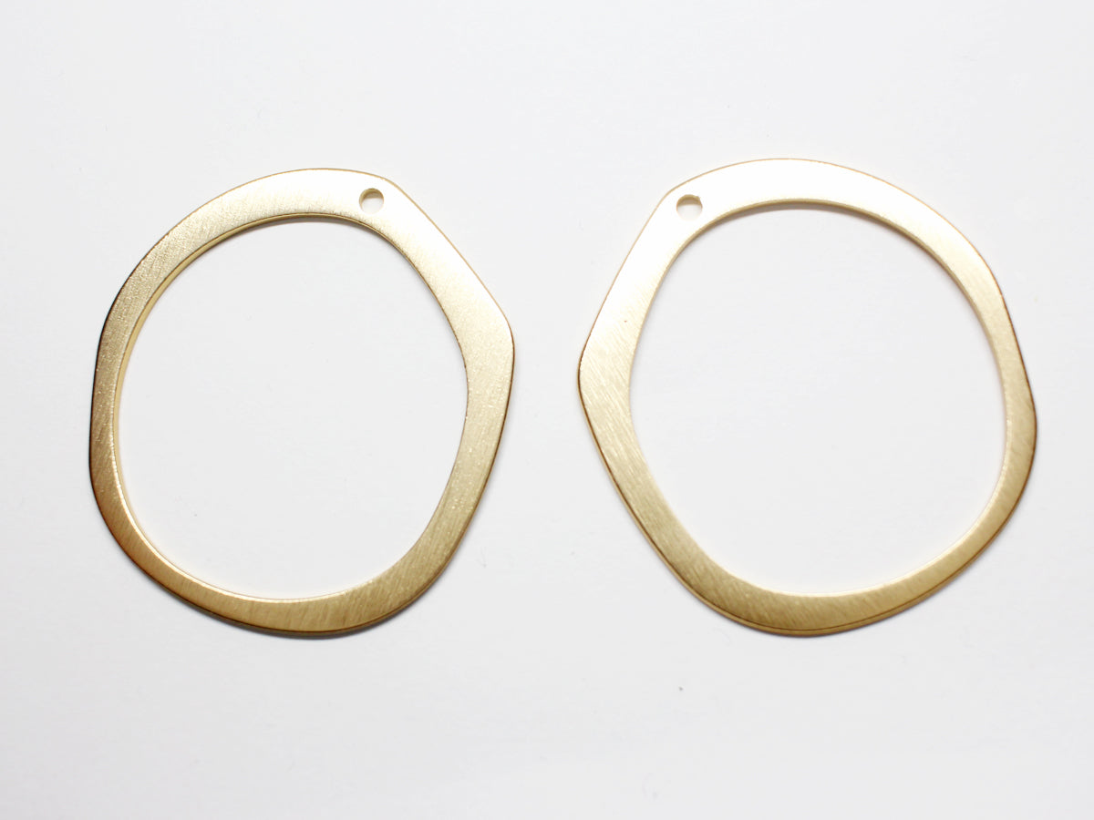 [P0910]2pcs/Extra Large Irregular Circle Pendant/Aluminum/Matte Gold/53.2x48.5mm