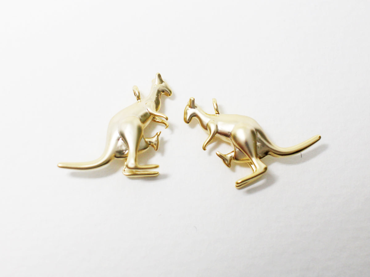 [P0913]2pcs/kangaroo Pendant/Brass/Matte Gold/15.5x20mm