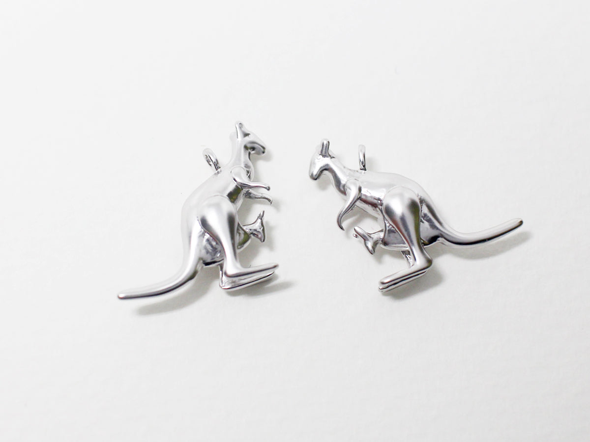 [P0913]2pcs/kangaroo Pendant/Brass/Matte Rhodium/15.5x20mm