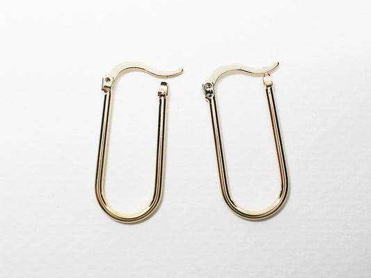 [B0025]2pcs/Short Clip Ear Hoops/Brass/Gold plated/27.7x12.5mm