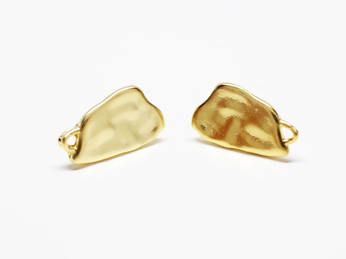 [E0295/1 pair/Hammered Tooth Earrings/Brass/Matte Gold plated/15.5x9mm