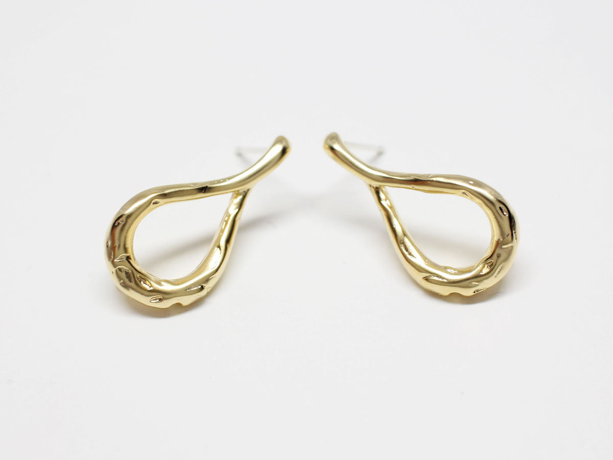 [E0296]/1 pair/Gourd Shape Earrings/Brass/Matte Gold plated/23.2x12.2mm