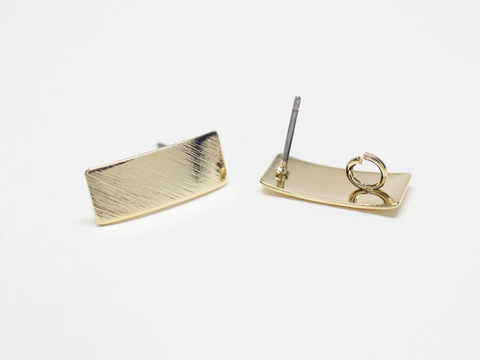 [E0294-2]/1 pair/Brushed Rectangle  Earrings/Brass/Gold plated/18mm