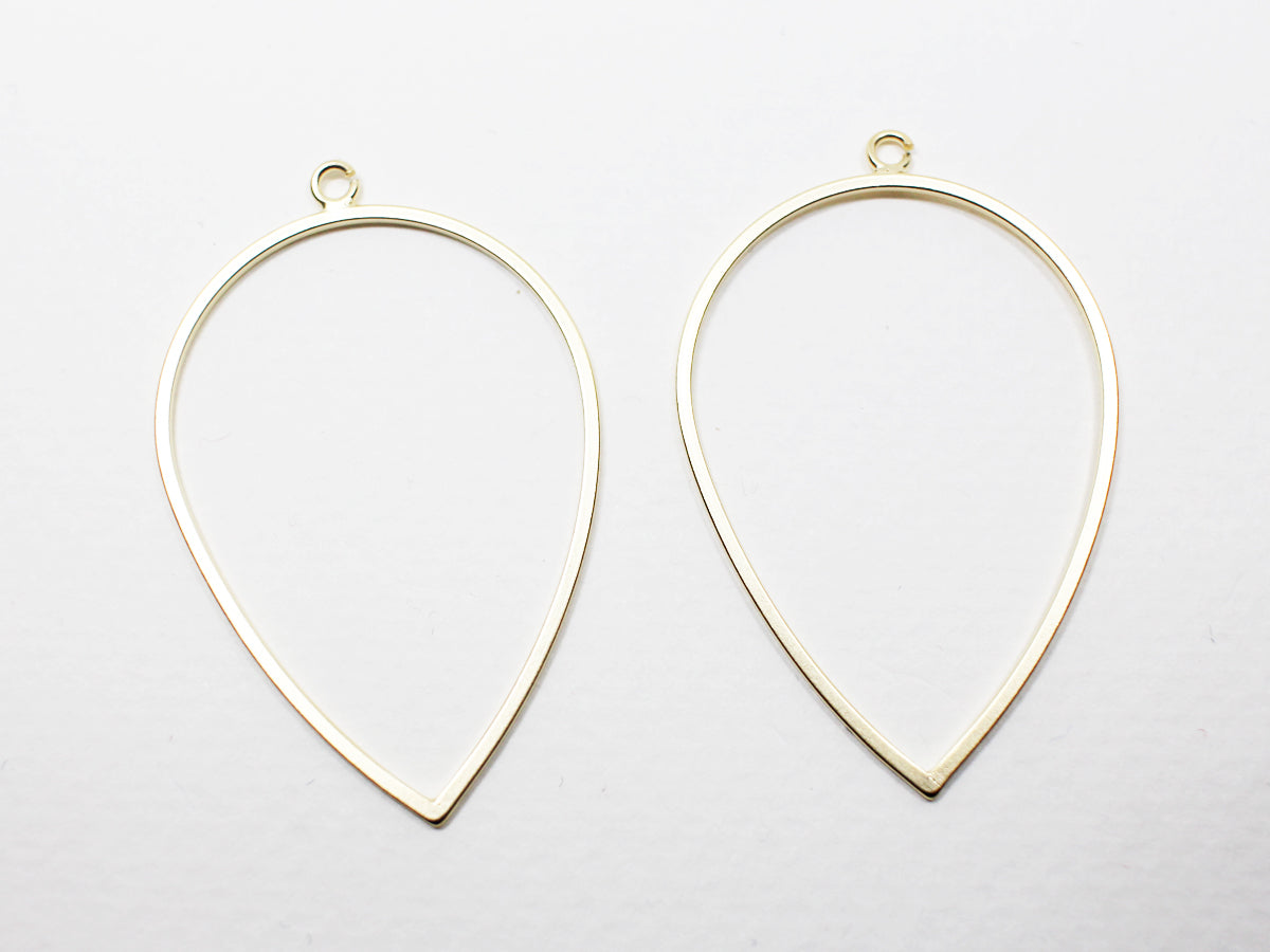 [P0920]2pcs/Reverse Drop Pendant/Brass/Matte Gold/42x27mm