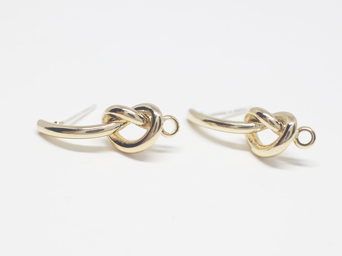 [E0299]/1 pairCurved Knot Earring/Brass/Gold plated/21x7mm