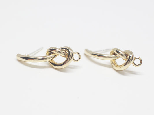 [E0299]/1 pairCurved Knot Earring/Brass/Gold plated/21x7mm