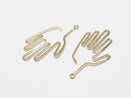 [P0922]2pcs/Hand Pendant/Brass/Gold/33x18mm