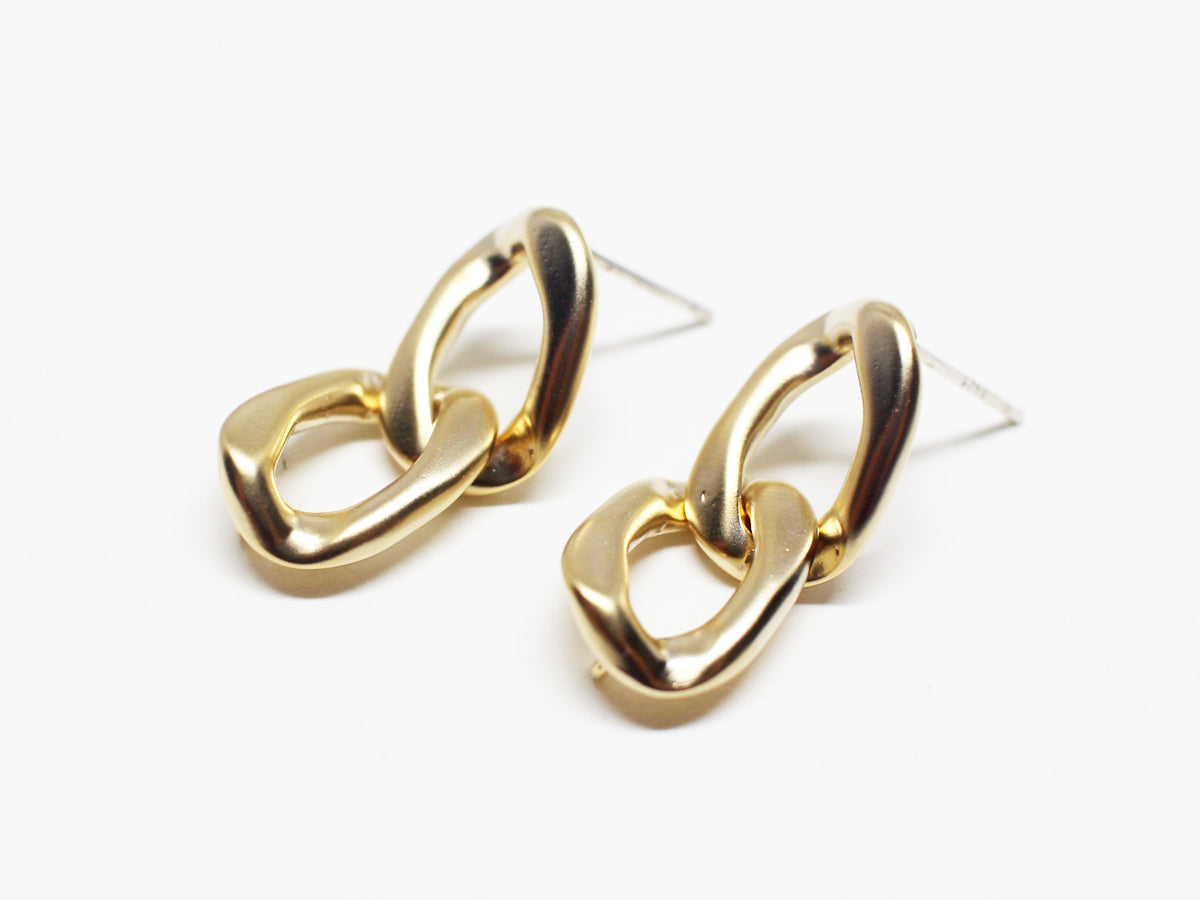 [E0305-1]/1 pair/Vintage Chain Earrings Small /Brass/Matte Gold plated/10x24mm