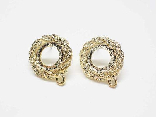 [E0309]/1 pair/Wreath Earrings/Zinc Alloy/Gold plated/19.3mm