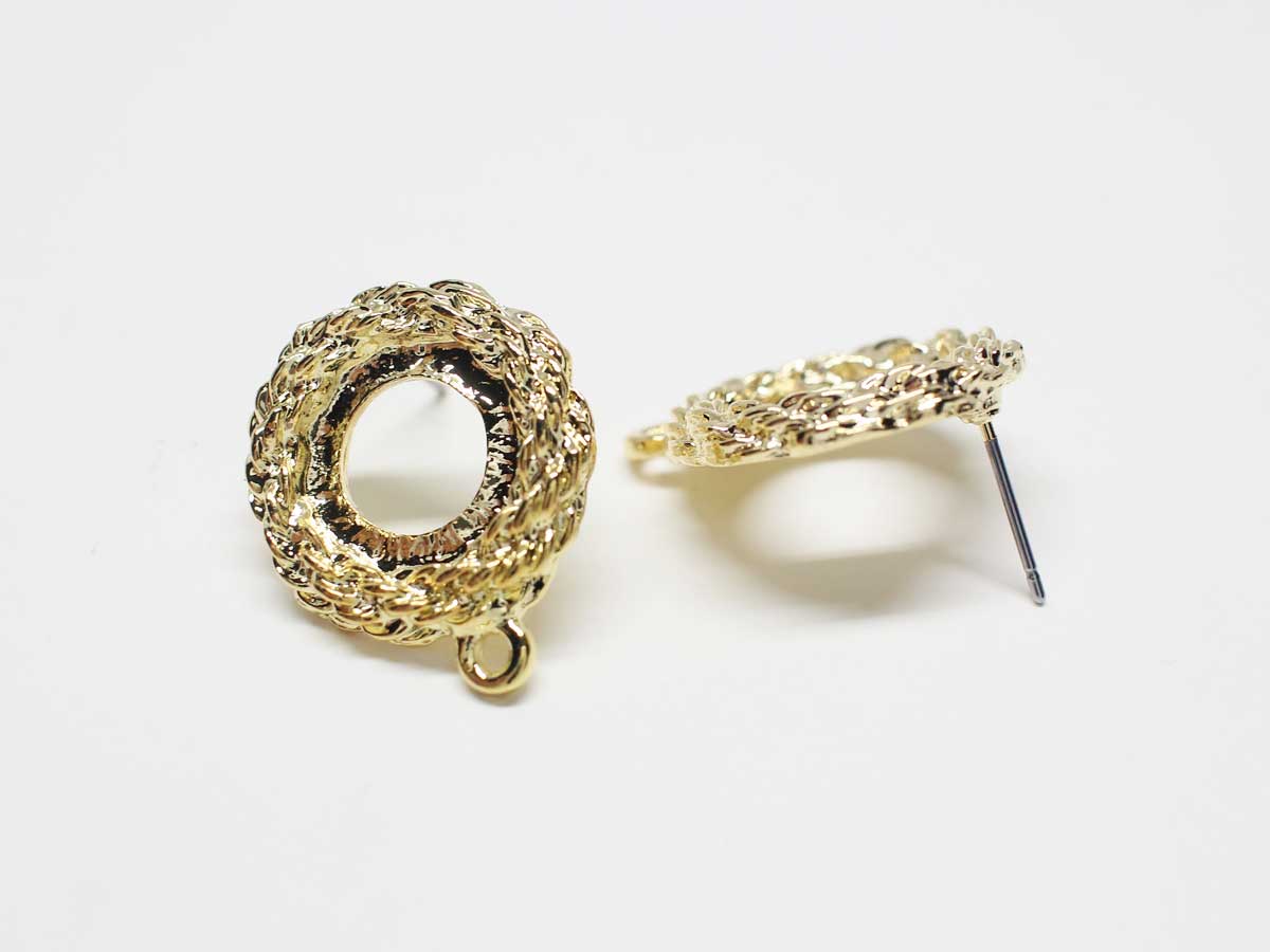 [E0309]/1 pair/Wreath Earrings/Zinc Alloy/Gold plated/19.3mm