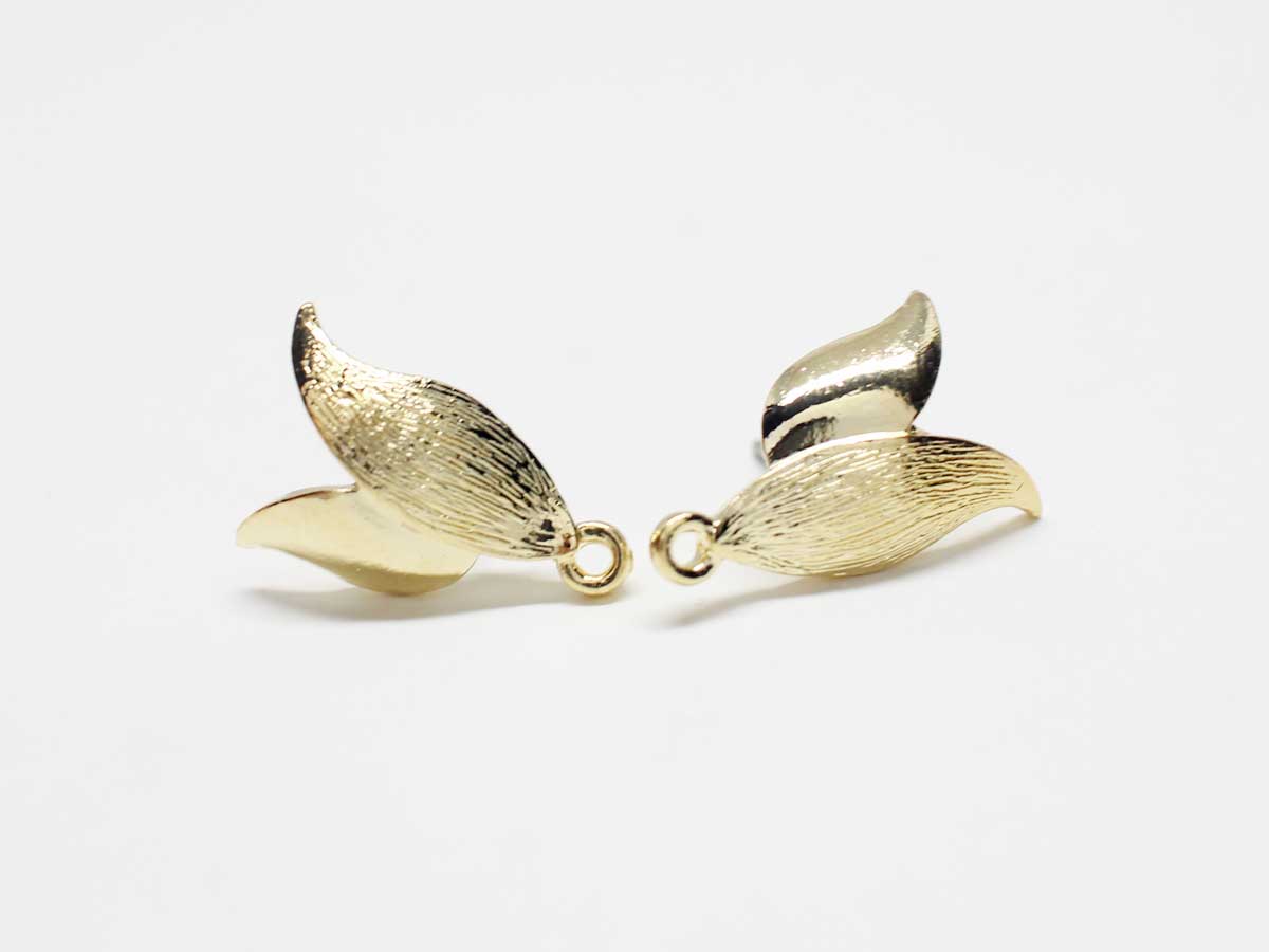 [E0310]/1 pair/Tulipe Earrings/Pewter/Gold plated/16.5X11mm