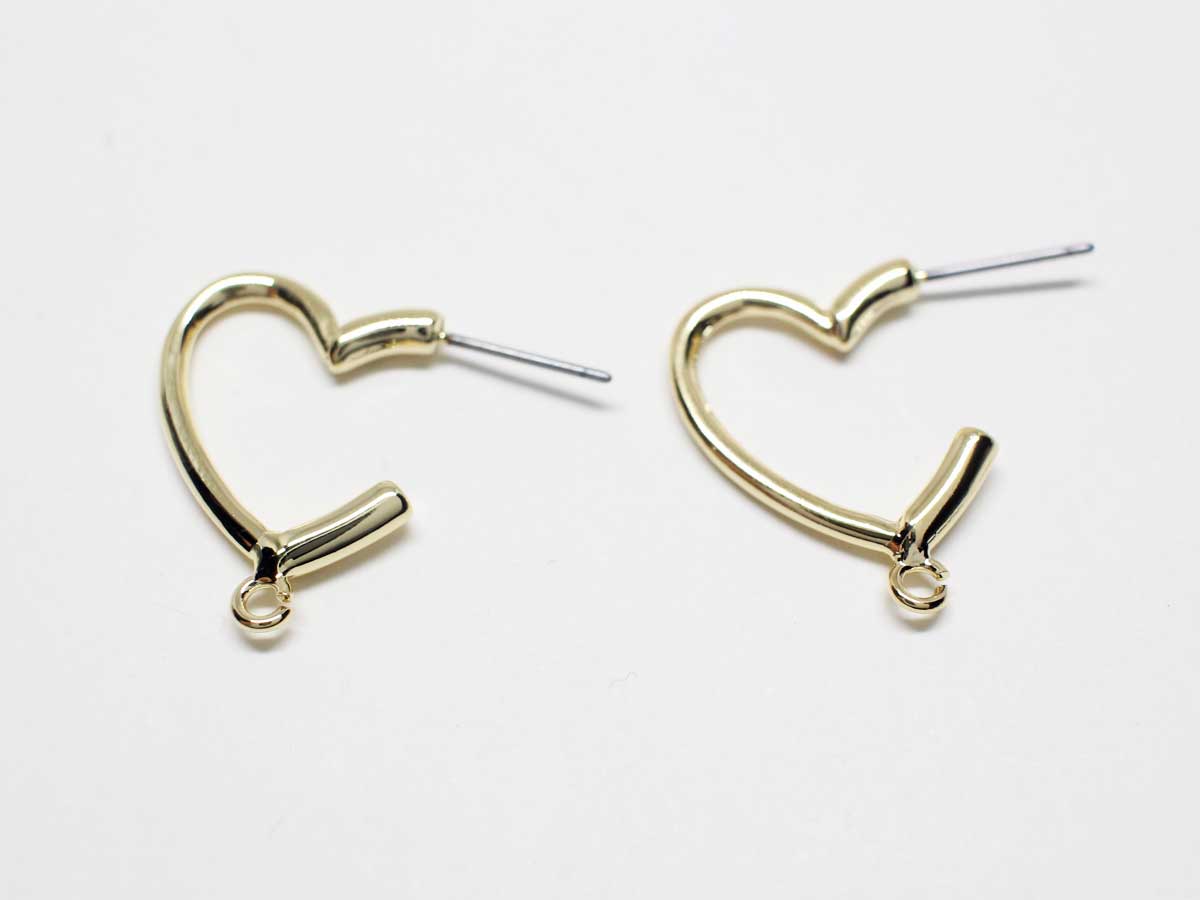 [E0311]/1 pair/Open Heart Earrings/Zinc Alloy/Gold plated/21.5x18.5mm