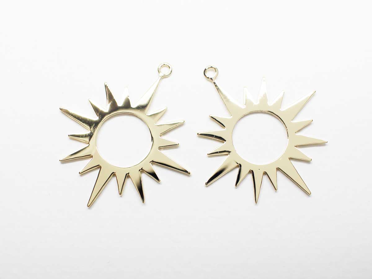 [P0931]2pcs/Large Plain Sun Pendant/Brass/ Gold /28.2x25mm