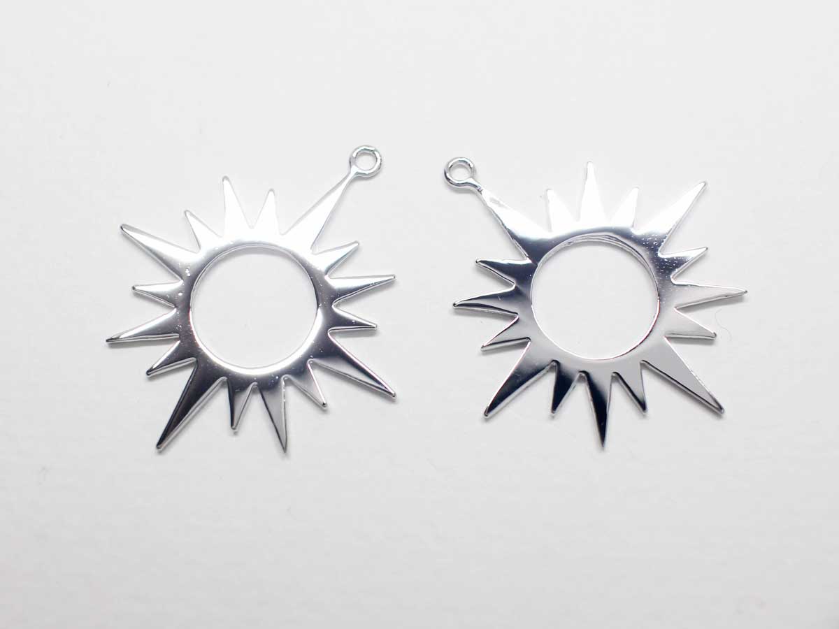 [P0931]2pcs/Large Plain Sun Pendant/Brass/Rhodium /28.2x25mm