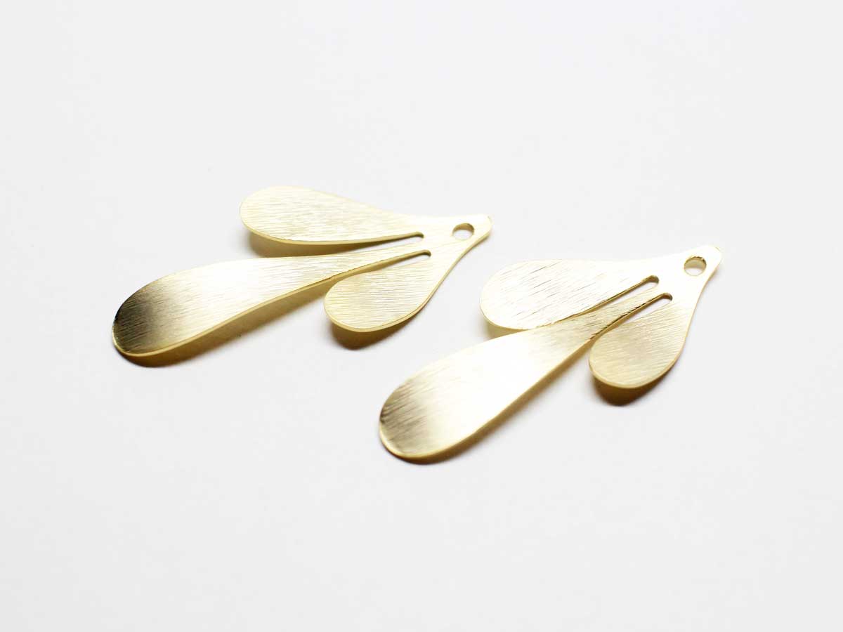 [P0934]2pcs/Unbalance Drops Pendant/Brass/Matte Gold /35.5x17.5mm