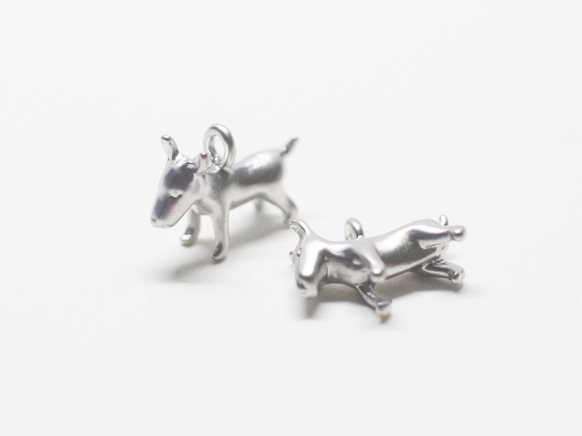 [P0938]2pcs/Bull Terrier Dog Pendant/Brass/Matte Rhodium/8.5x10.5mm