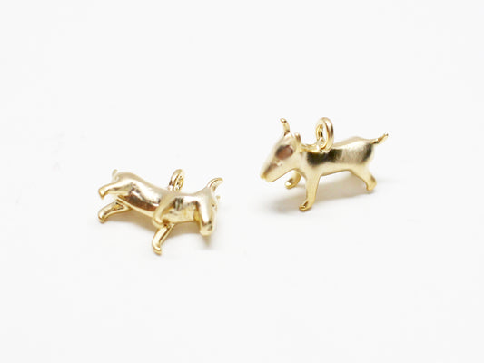 [P0938]2pcs/Bull Terrier Dog Pendant/Brass/Matte Gold/8.5x10.5mm