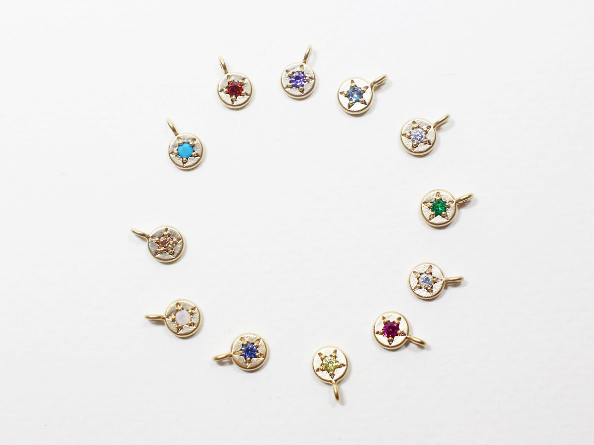 [P0940]2pcs/Mini Star Birthstone Charm/Brass/Matte Gold/4.8mm