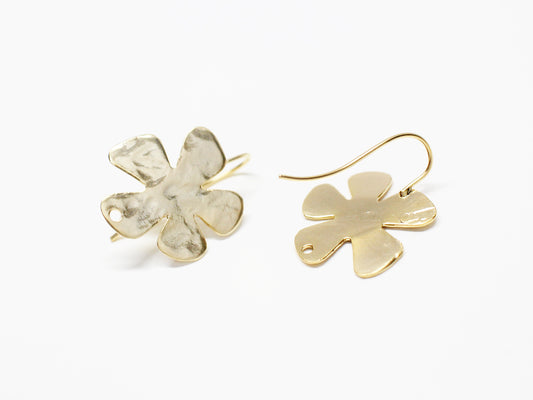 [E0323]/1 pair/Petal Ear Hooks/Brass/Matte Gold plated/20x20.5mm