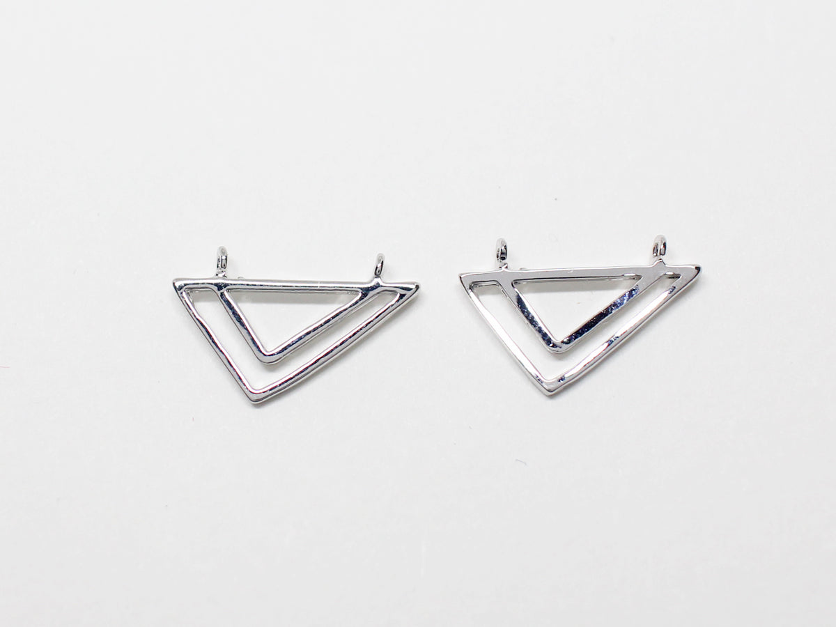 [P0949]2pcs/Geometrical Figure Pendant/Brass/Rhodium/9.5x14.6mm