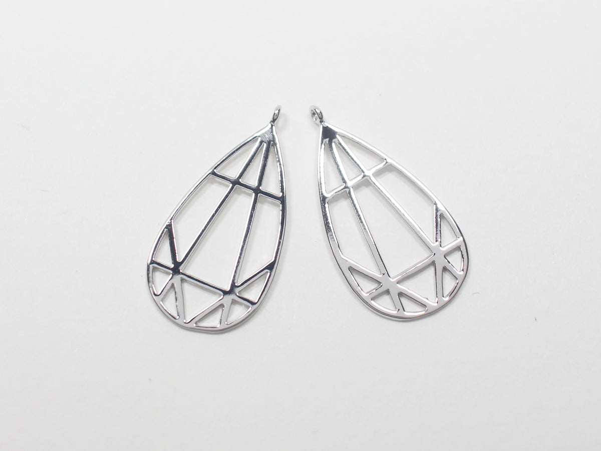 [P0949-1]2pcs/Geometrical Figure Pendant/Brass/Rhodium/23.7x12mm