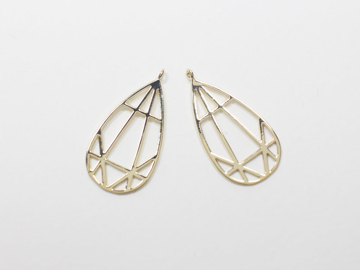 [P0949-1]2pcs/Geometrical Figure Pendant/Brass/Gold/23.7x12mm