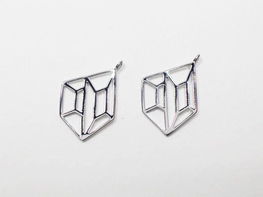 [P0949-2]2pcs/Geometrical Figure Pendant/Brass/Rhodium/8x12.5mm