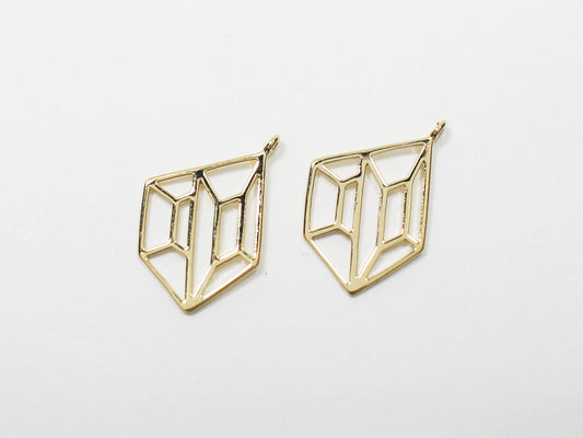 [P0949-2]2pcs/Geometrical Figure Pendant/Brass/Gold/8x12.5mm