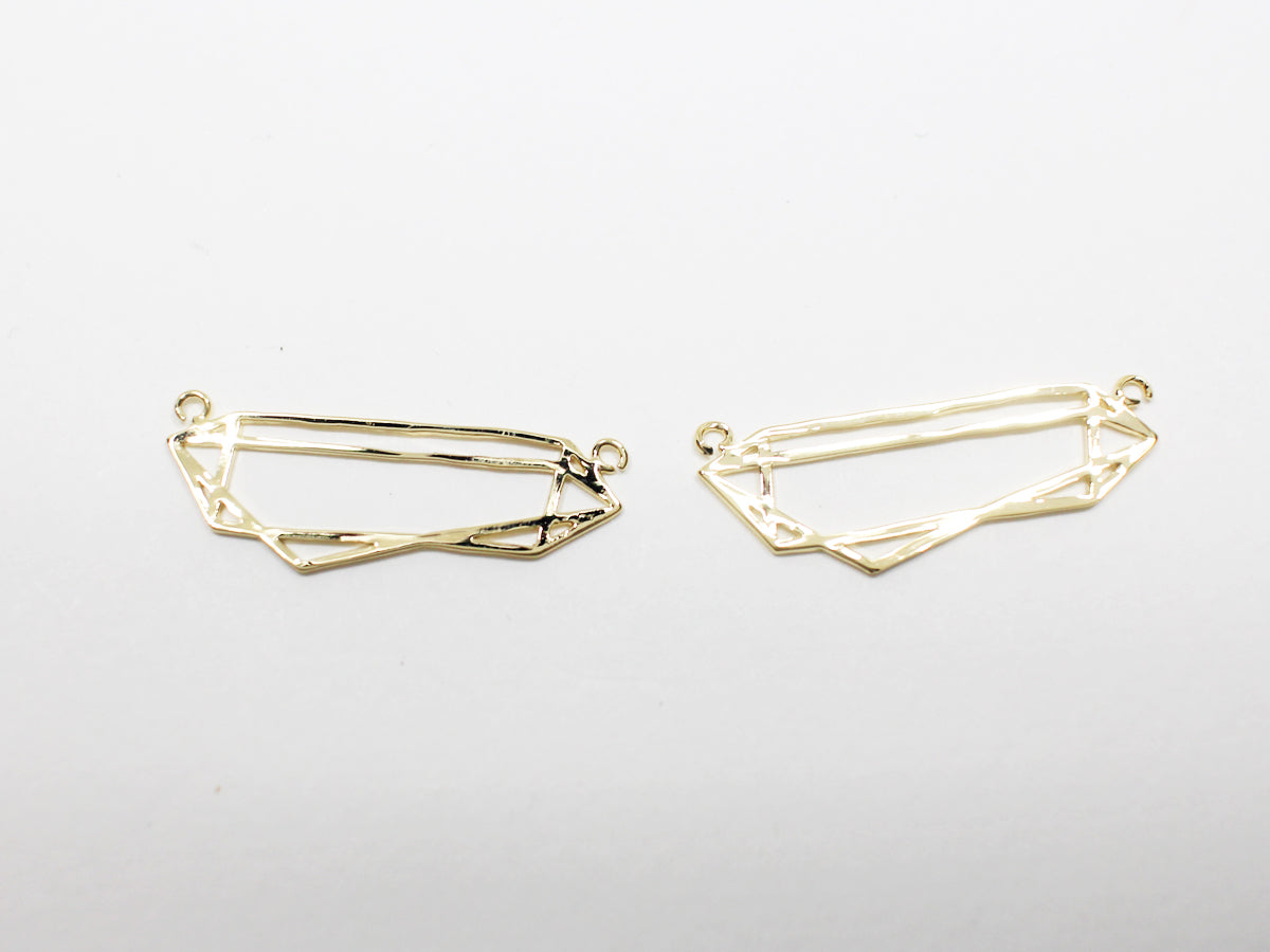 [P0949-3]2pcs/Geometrical Figure Pendant/Brass/Gold/18x12.5mm