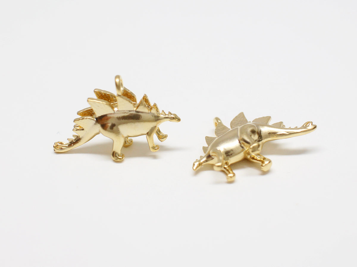 [P0955]2pcs/Stegosaurus Pendant,Dinosaur Pendant/Brass/Matte Gold/18x12mm