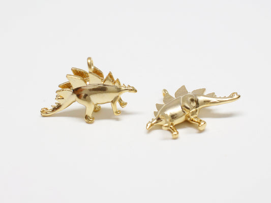 [P0955]2pcs/Stegosaurus Pendant,Dinosaur Pendant/Brass/Matte Gold/18x12mm