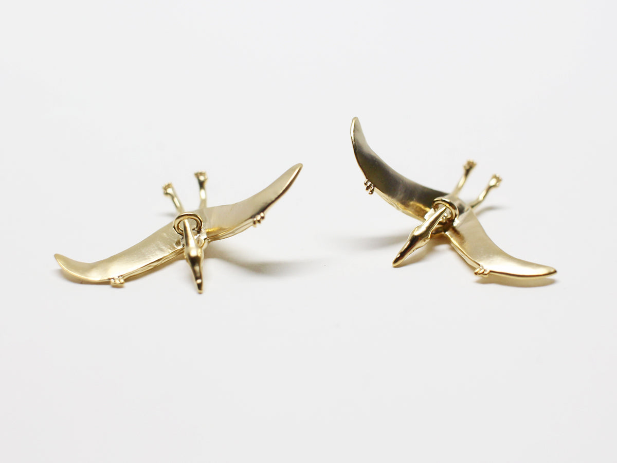 [P0955-2]2pcs/Pteranodon Pendant,Dinosaur Pendant/Brass/Matte Gold/25.5x17mm