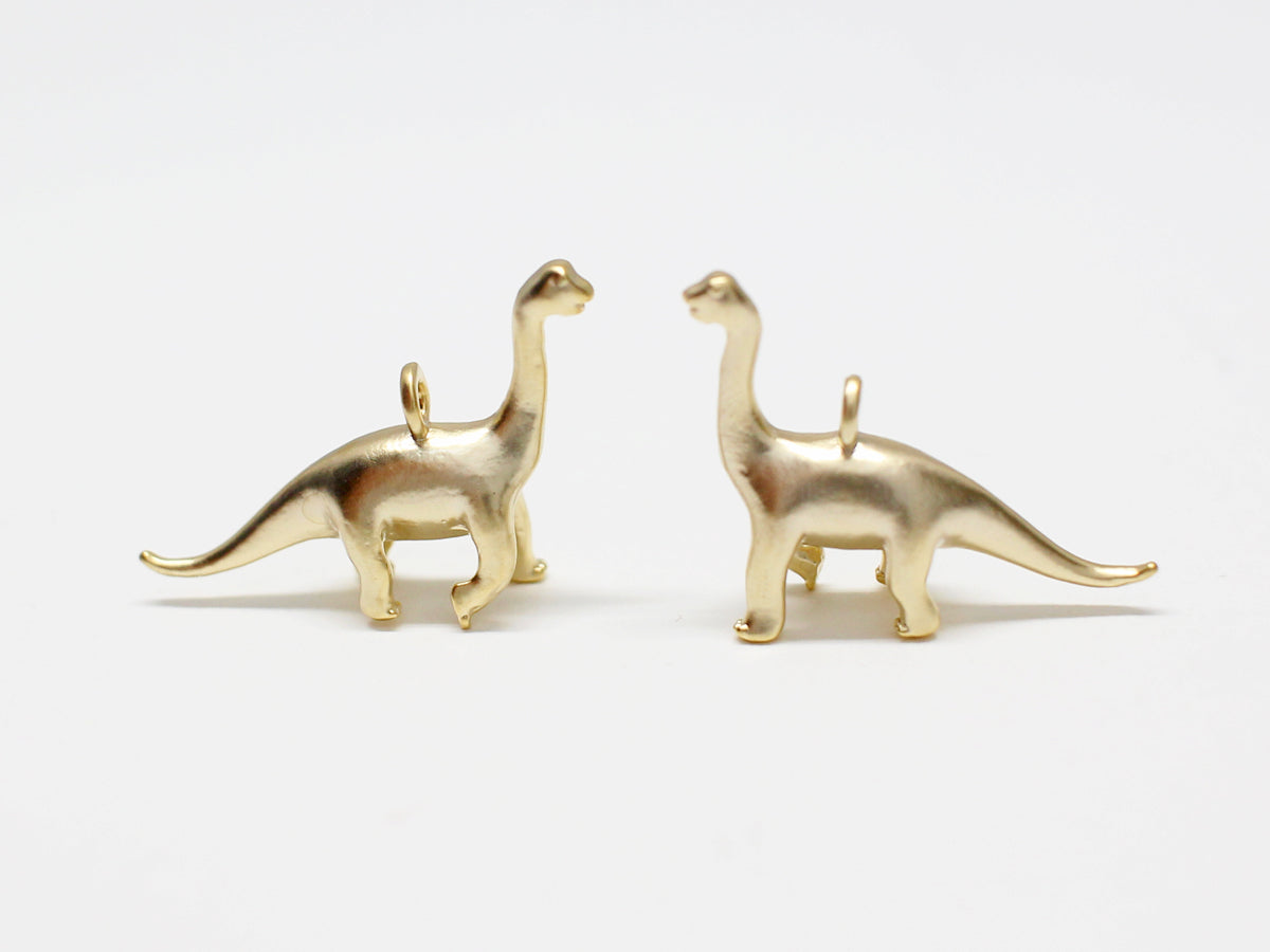 [P0955-3]2pcs/Apatosaurus Pendant,Dinosaur Pendant/Brass/Matte Gold/20x14mm