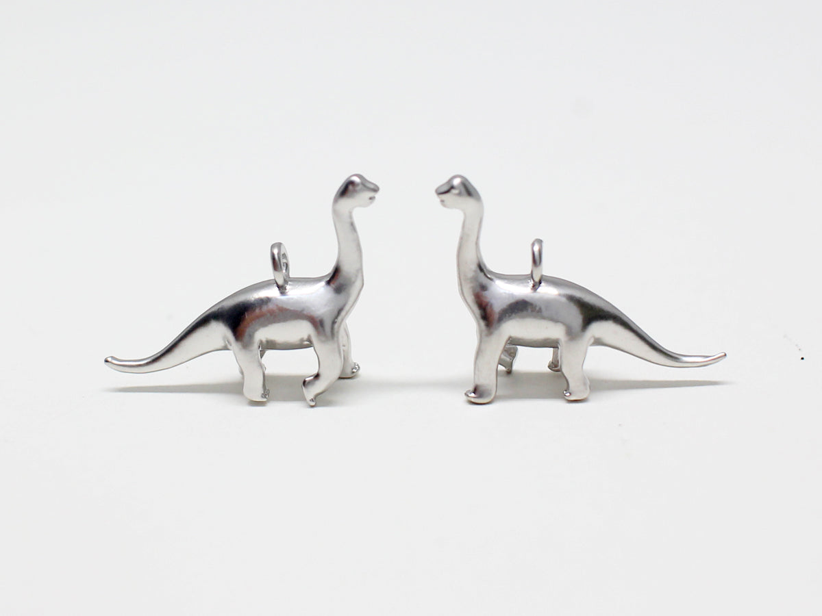 [P0955-3]2pcs/Apatosaurus Pendant,Dinosaur Pendant/Brass/Matte Rhodium/20x14mm