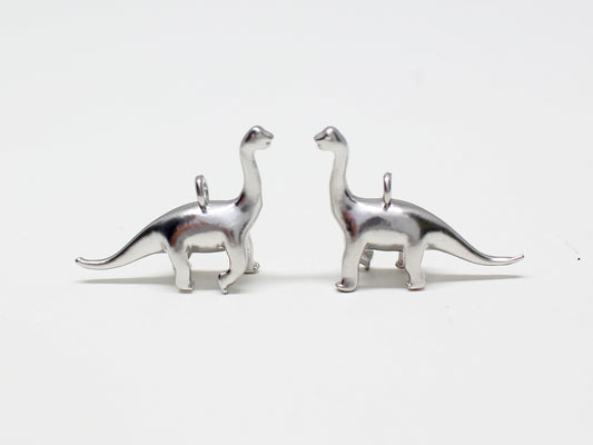 [P0955-3]2pcs/Apatosaurus Pendant,Dinosaur Pendant/Brass/Matte Rhodium/20x14mm