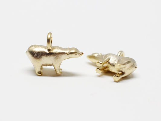 [P0956]2pcs/Polar Bear Pendant/Brass/Matte Gold/9.1x12.1mm