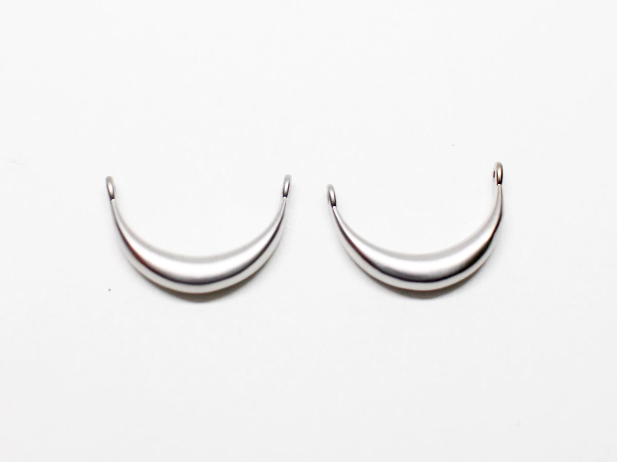 [P0957]2pcs/Supined Crescent Pendant/Brass/Matte Rhodium/14.7x9.7mm