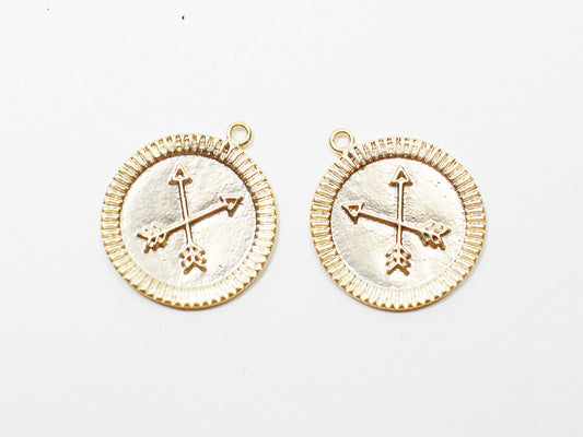 [P0958]2pcs/Compass Pendant/Brass/Matte Gold/19.5x17.1mm