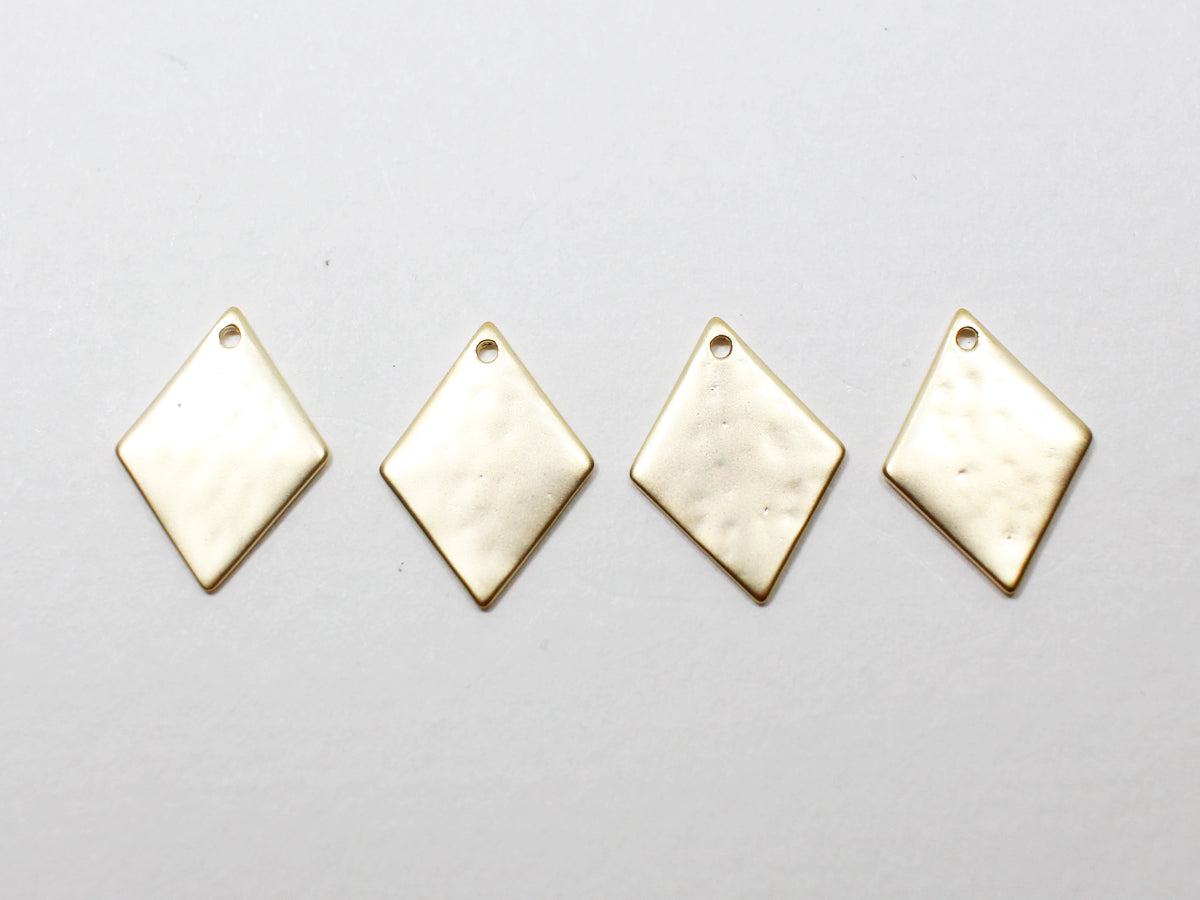 [P0960-1]2pcs/Hammered Rhombus Pendant Small/Brass/Matte Gold/14x10.3mm