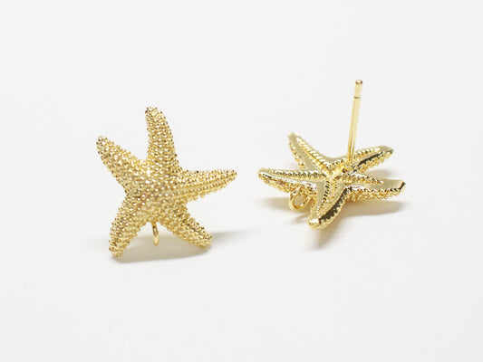 [E0333]/1 pair/Star Fish Earrings/Brass/Gold plated/15.4x15.1mm