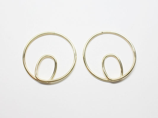 [P0964]2pcs/Large Coiled Circle Pendant/Brass/Gold/32.5mm