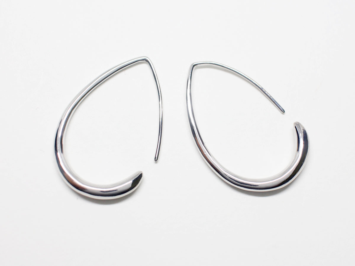 [E0334]/1 pair/Large Ear Hooks/Brass/Rhodium plated/34x23mm