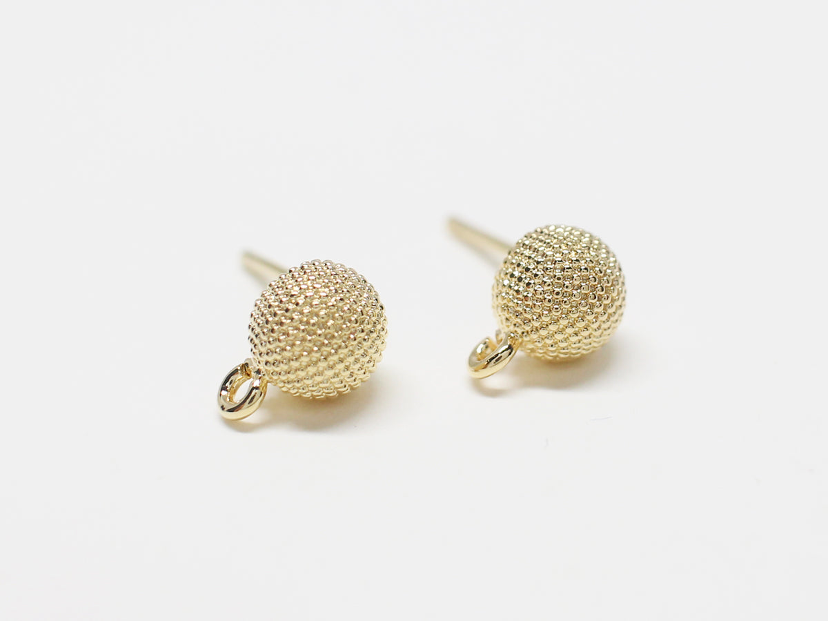 [E0337]/1 pair/Mirror Ball Earrings/Brass/Gold plated/5.8x8mm