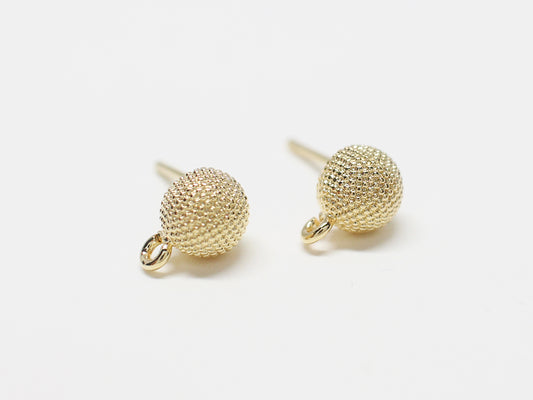 [E0337]/1 pair/Mirror Ball Earrings/Brass/Gold plated/5.8x8mm