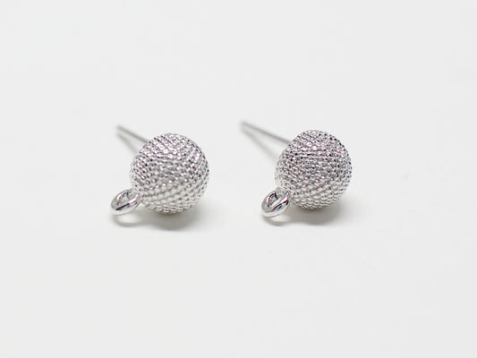 [E0337]/1 pair/Mirror Ball Earrings/Brass/Rhodium plated/5.8x8mm