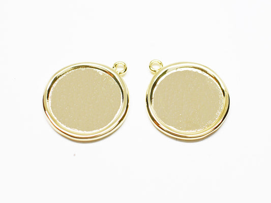 [P0967]2pcs/Plain Coin Pendant/Brass/Gold/18.5mm